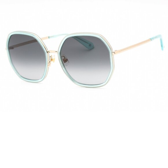 Kate Spade Nicola Gold Teal Hexagonal Sunglasses Brand New In Case - Picture 1 of 13